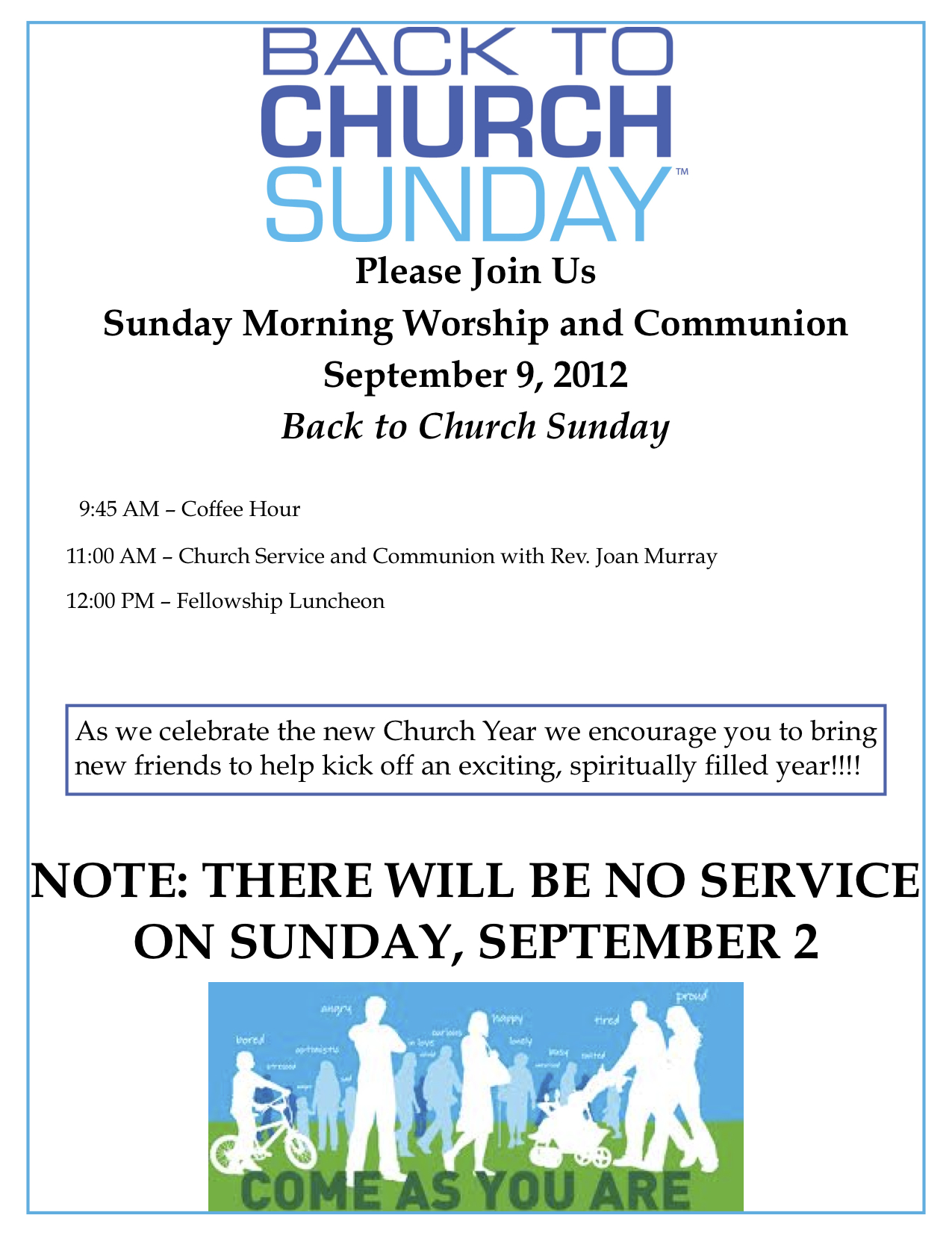 back to church sunday – Church On The Hill